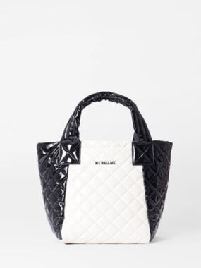 MZ Wallace Black/Snow Lacquer Mini Metro Tote Deluxe